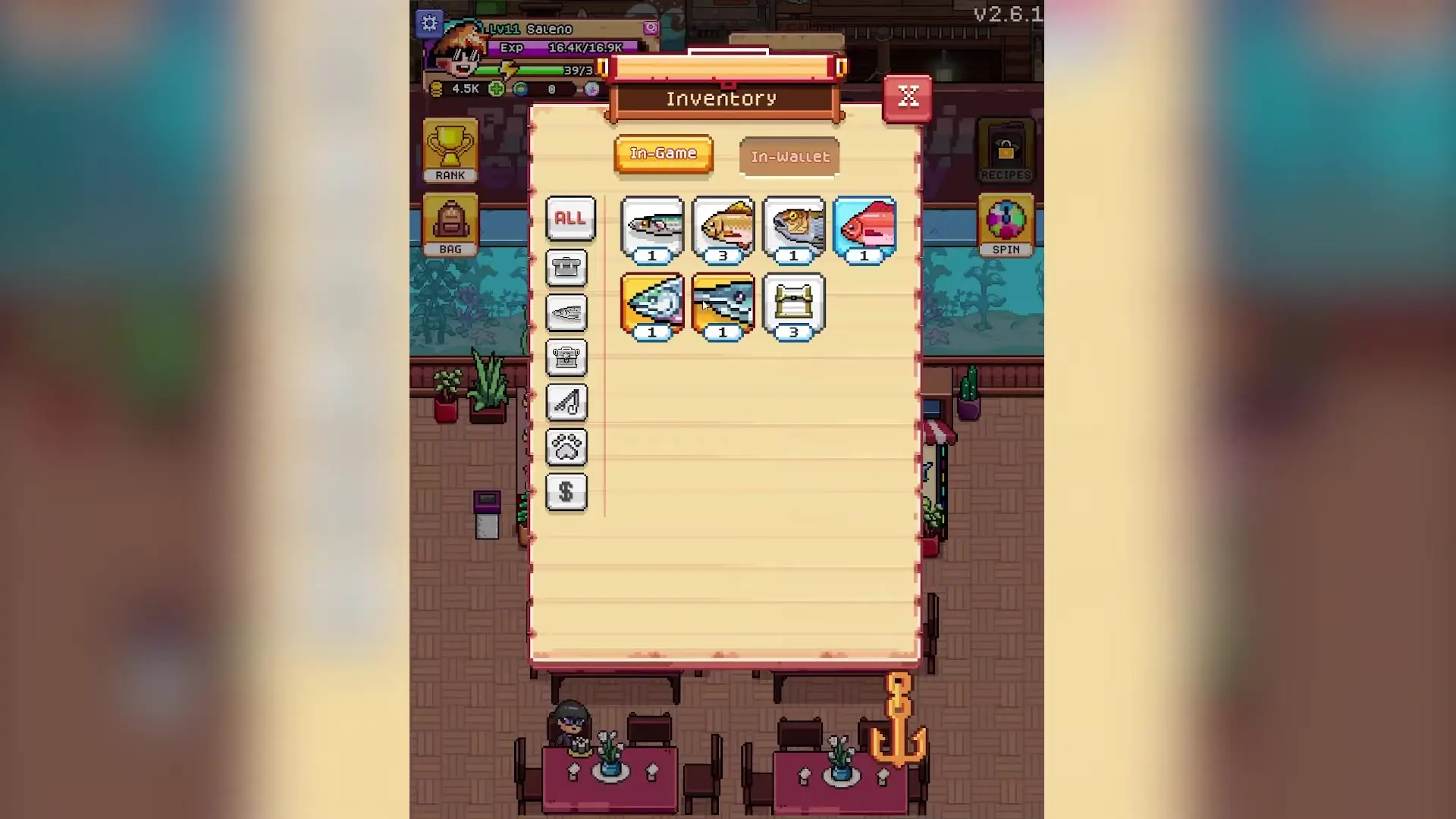 Fishing Frenzy, gameplay, UI, Inventory