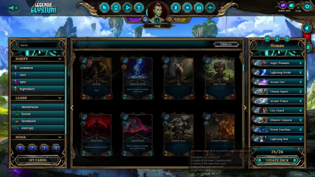 Legends of Elysium, characters, UI