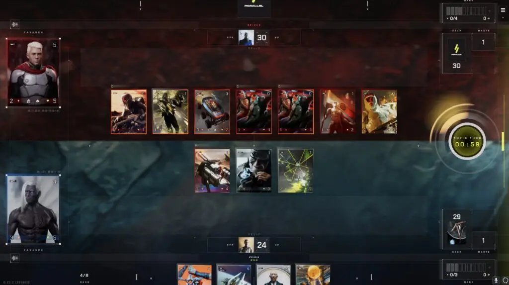 Parallel TCG digital cards displayed in mobile deck builder interface