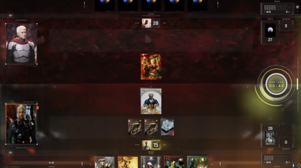 Parallel TCG mobile gameplay showing active match states and timers