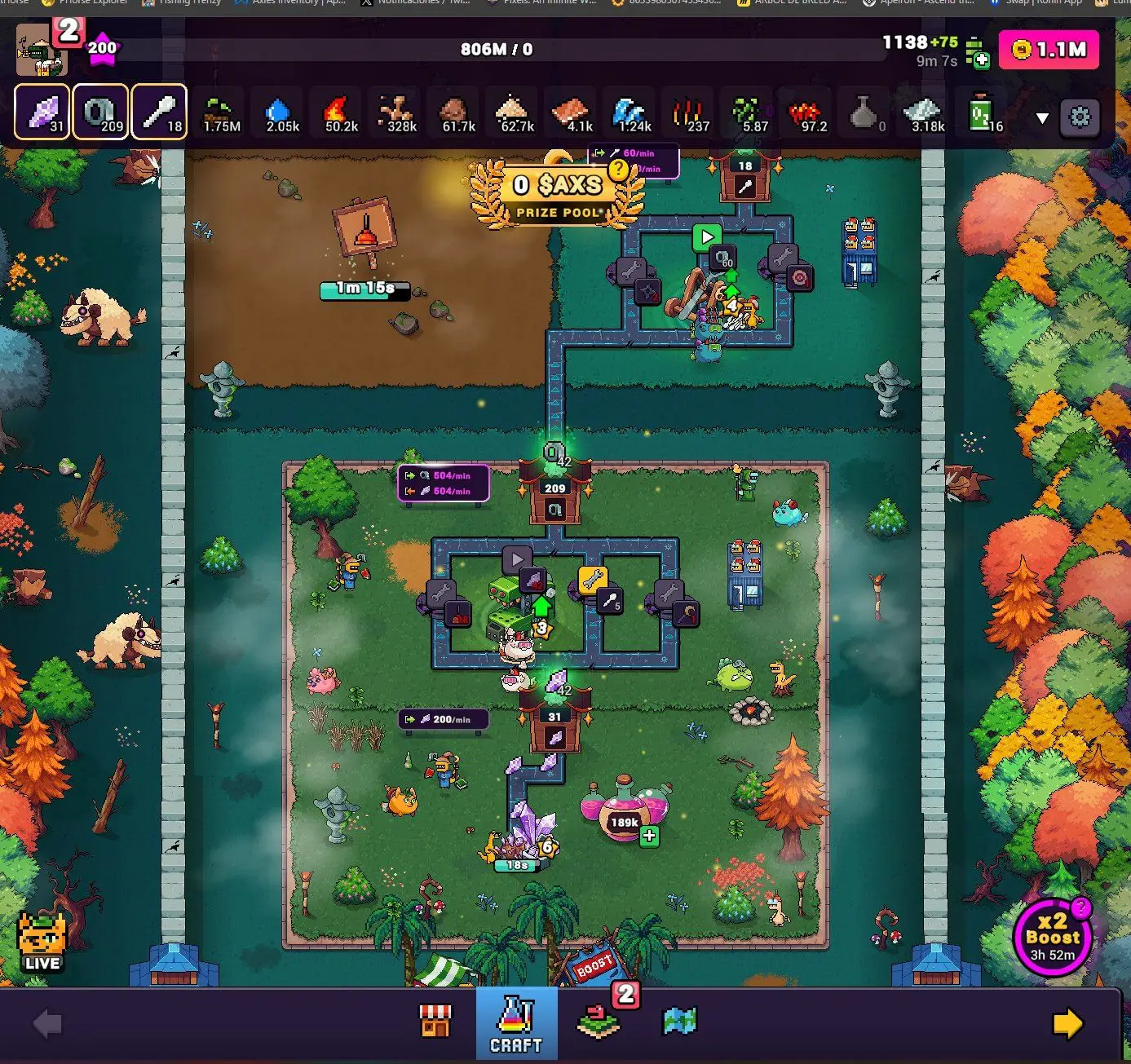 A top-down view of a colorful strategy game map in the game Craft World.